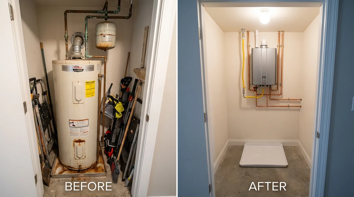 Tank water heater versus wall-mounted tankless unit comparison for Chula Vista, CA homeowners