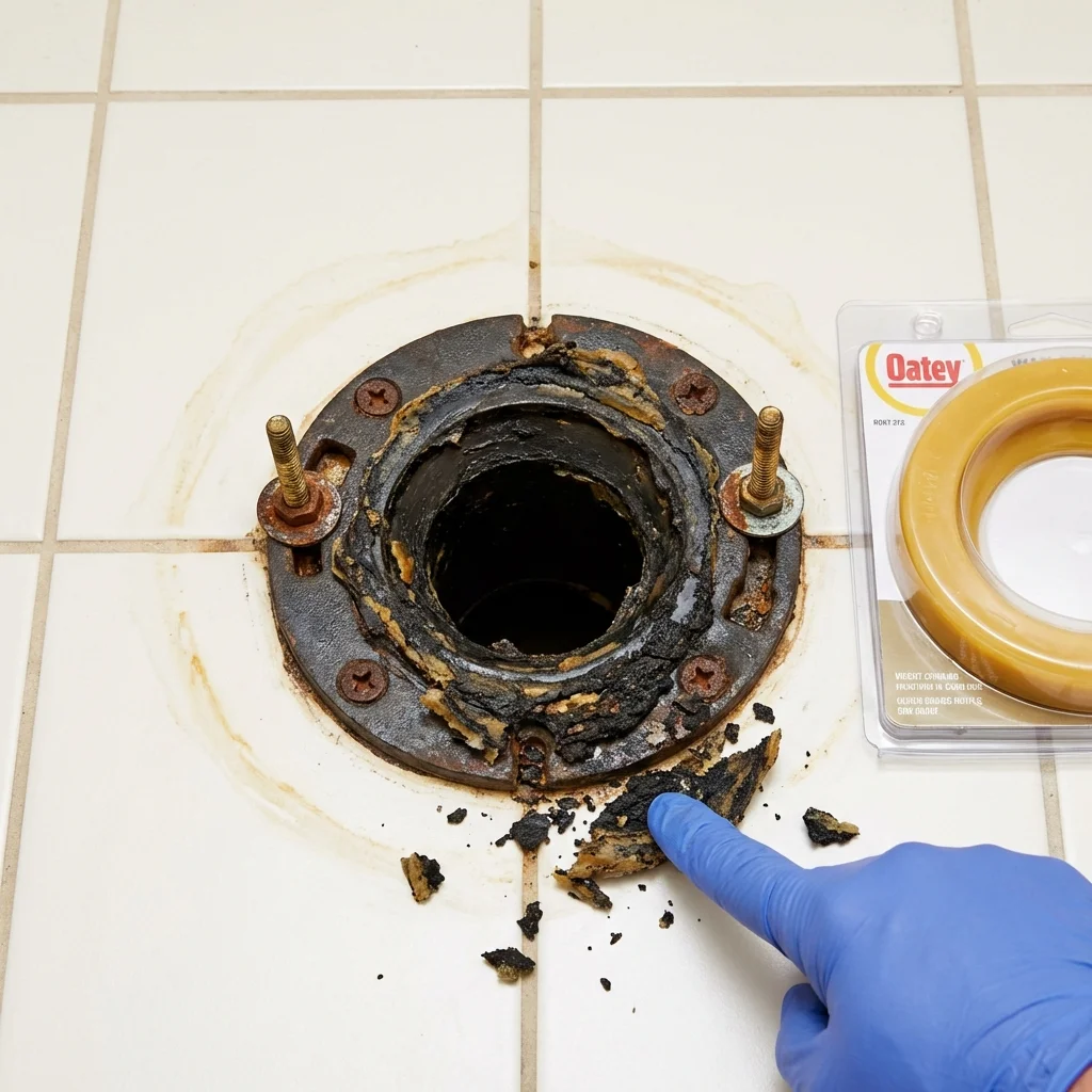 Failed wax ring showing water seepage at the base of a toilet in a Chula Vista, CA home