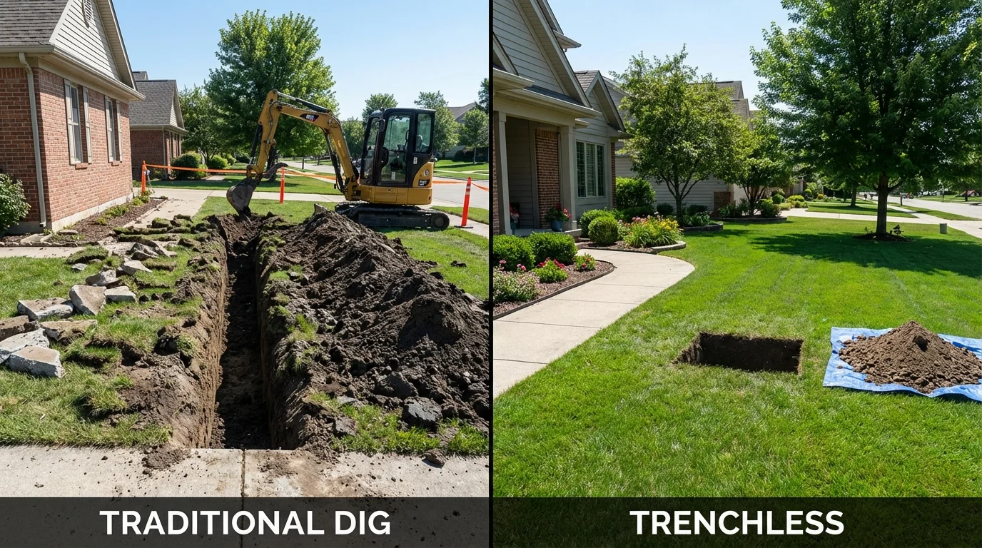 Trenchless sewer repair with minimal yard damage versus traditional excavation in Chula Vista, CA